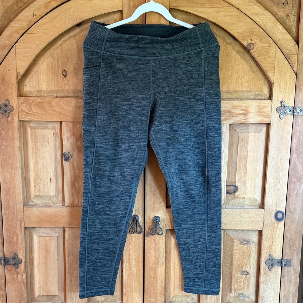 Title Nine Fleece Lined Charcoal Running Hiking Tights Large